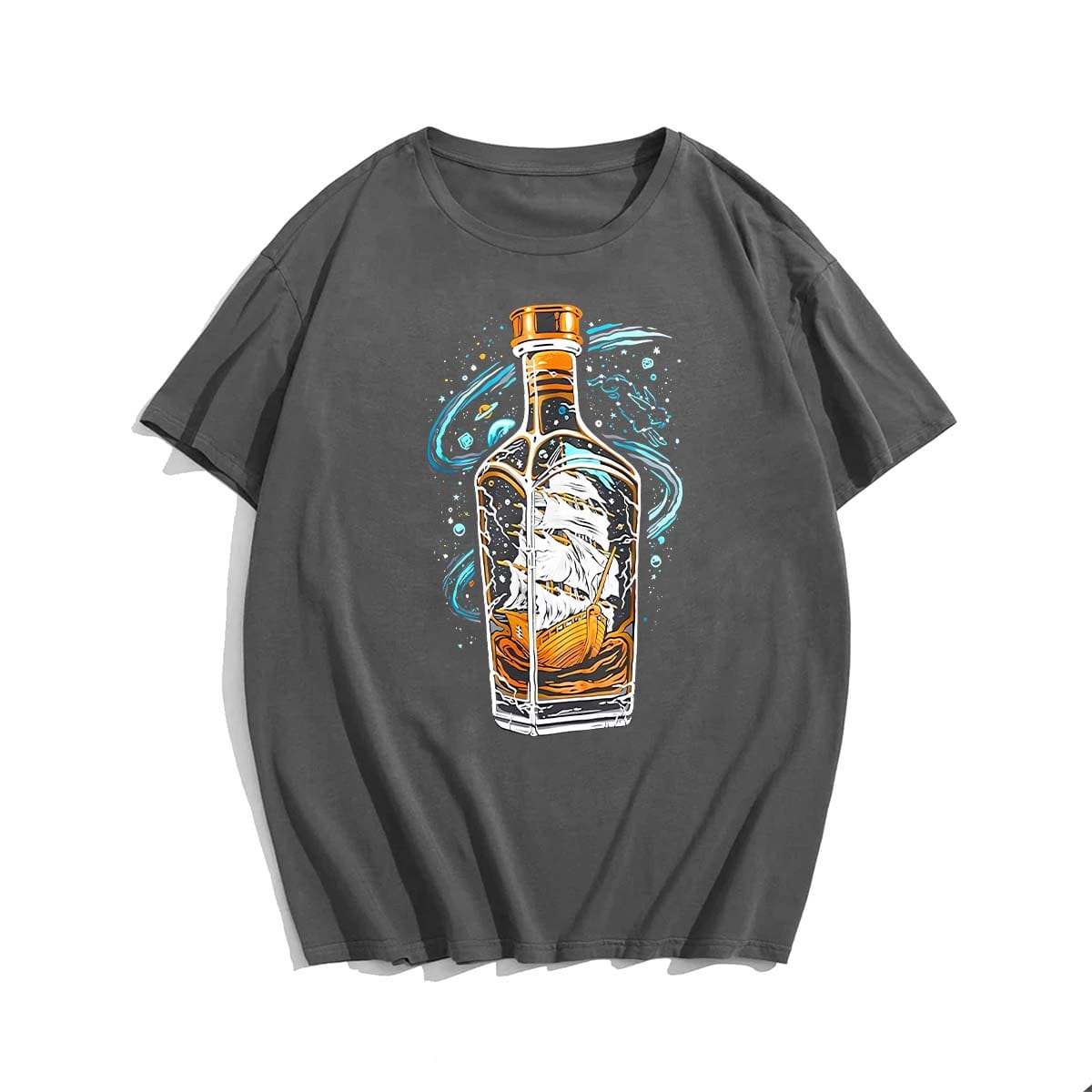 Boat In Bottle, Creative Men T-shirt Oversize Plus Size Man Tee - Big Tall Men Must Have