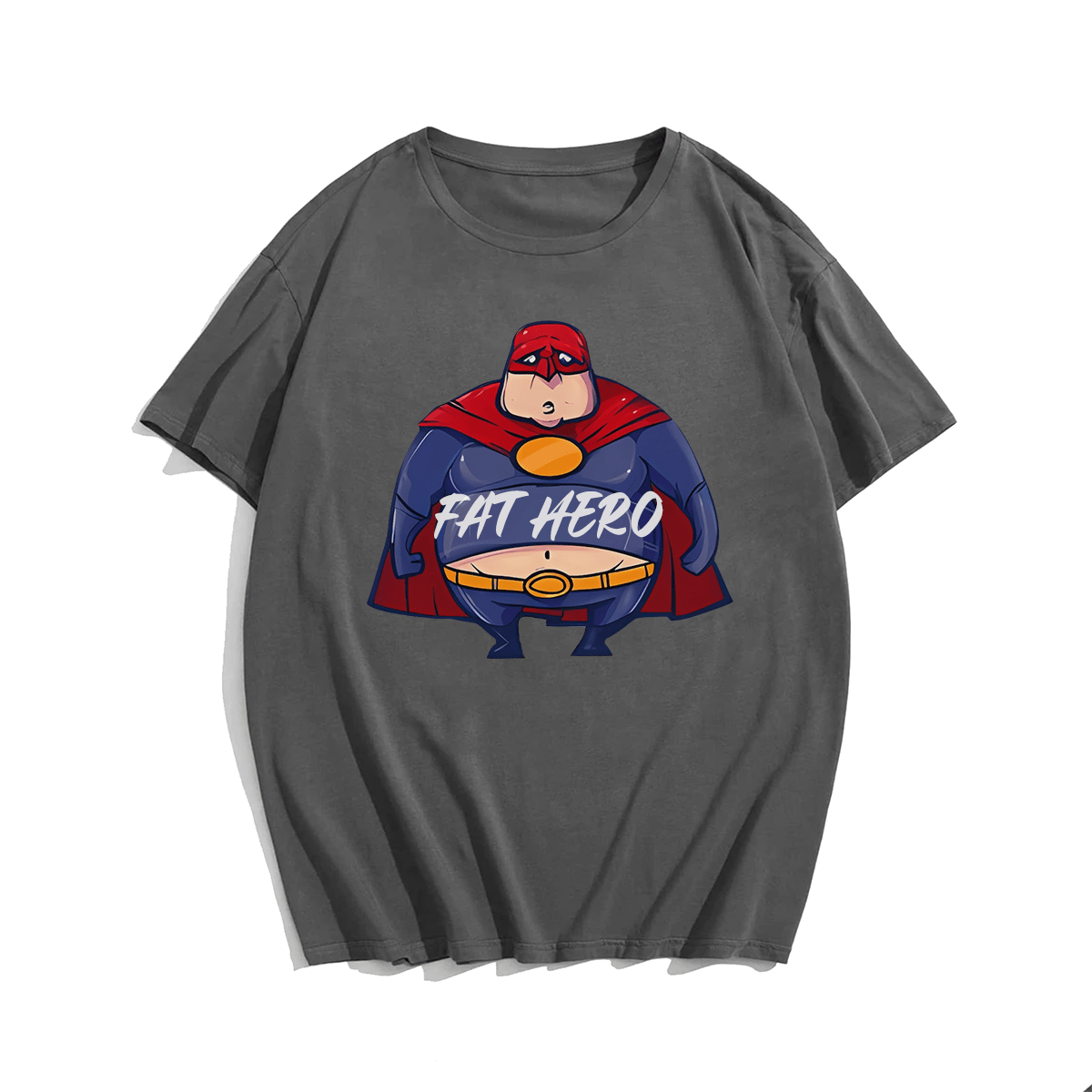 Fat Hero T-shirt for Men, Oversize Plus Size Big & Tall Man Clothing