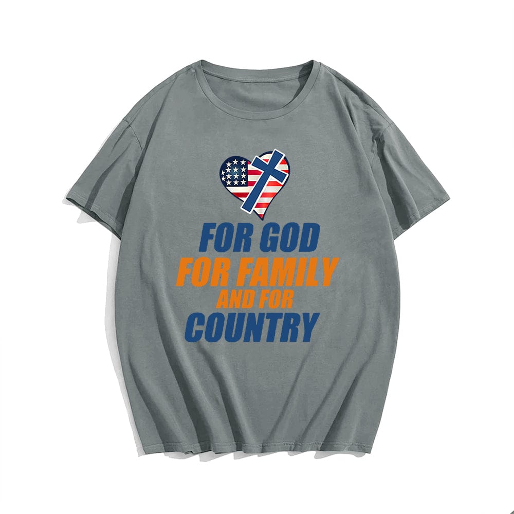 For God For Family And For Country T-shirt for Men, Oversize Plus Size Man Clothing - Big Tall Men Must Have