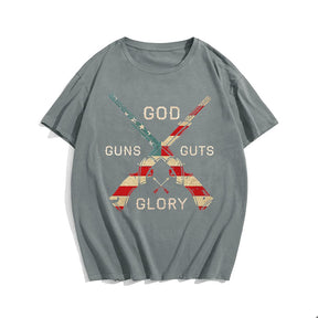 God Guns Guts Glory T-shirt for Men, Oversize Plus Size Man Clothing - Big Tall Men Must Have