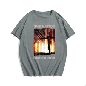 One Nation Under God USA flag Crucifix Men's T-Shirts