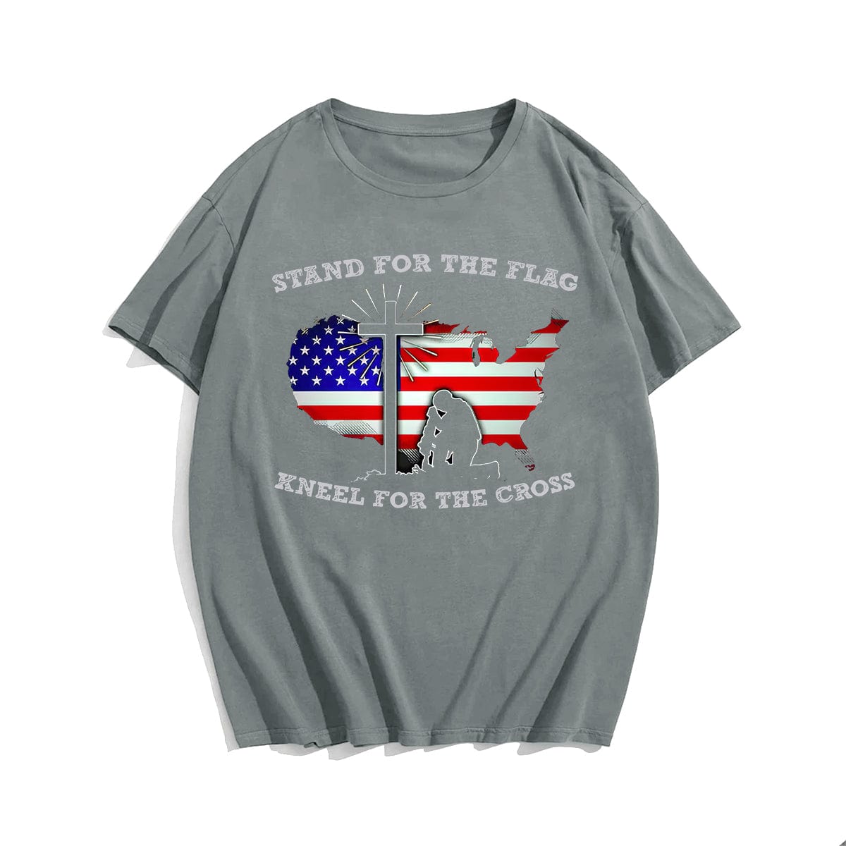 Stand For The Flag Kneel For The Cross Silhouette Men's T-Shirts