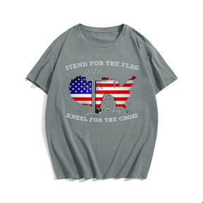 Stand For The Flag Kneel For The Cross Silhouette Men's T-Shirts