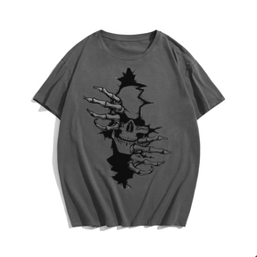 Skeleton In The Crack, Creative Men Plus Size Oversize T-shirt for Big & Tall Man