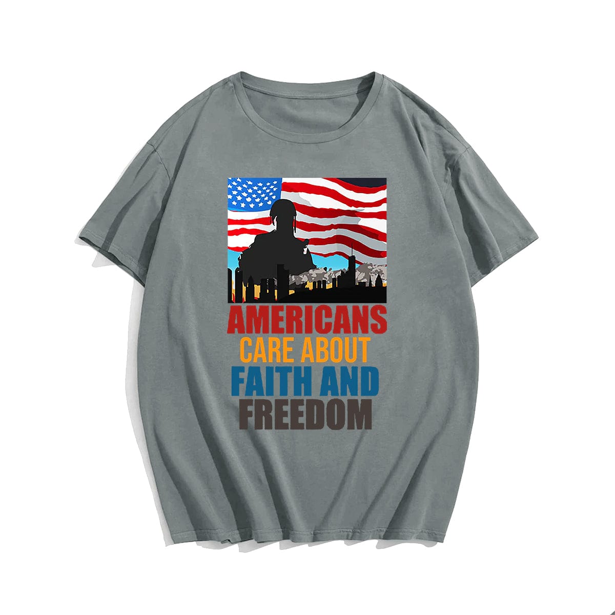 Americans care about faith and freedom Men T-shirt, Oversize Plus Size Man Clothing for Big & Tall