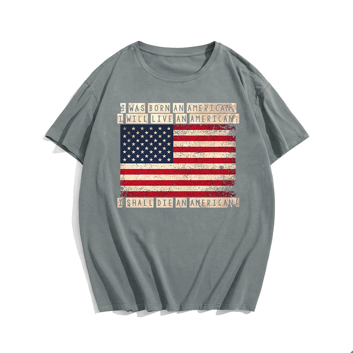 BORN AN AMERICAN LIVE AN AMERICAN Men T-shirt, Oversize Plus Size Man Clothing for Big & Tall