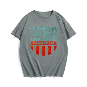 GOD BLESS AMERICA Men T-shirt, Oversize Plus Size Man Clothing for Big & Tall