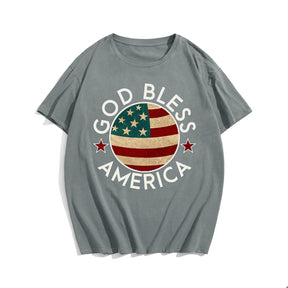 GOOD BLESS AMERICA Men T-shirt, Oversize Plus Size Man Clothing for Big & Tall