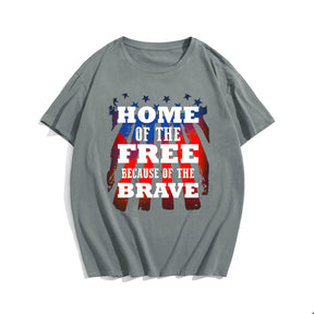 HOME OF THE FREE BECAUSE OF THE BRAVE Men T-shirt, Oversize Plus Size Man Clothing for Big & Tall