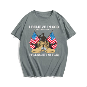 I BELIEVE IN GOD FAMILY AND COUNTRY Men T-shirt, Oversize Plus Size Man Clothing for Big & Tall