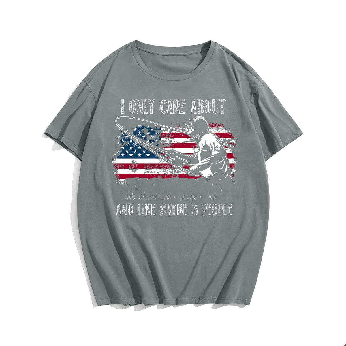 I ONLY CARE ABOUT FISHING T-shirt, Oversize Plus Size Man Clothing for Big & Tall