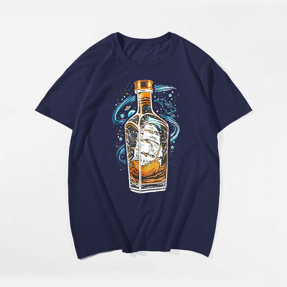 Boat In Bottle, Creative Men T-shirt Oversize Plus Size Man Tee - Big Tall Men Must Have