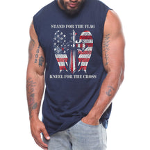 Stand For The Flag Kneel For The Cross Angel Wings Men's Sleeveless Tee