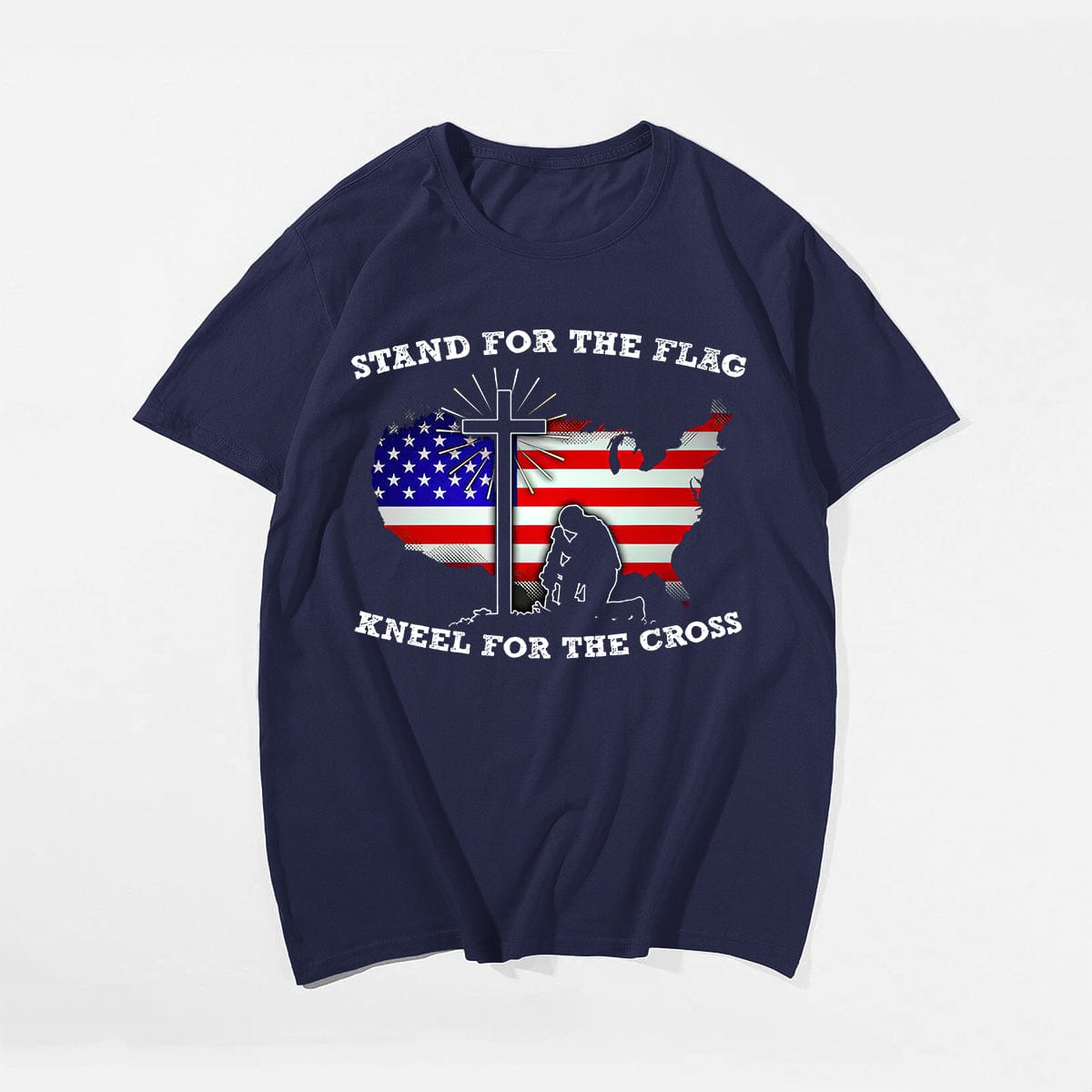 Stand For The Flag Kneel For The Cross Sihouette Men's T-Shirts