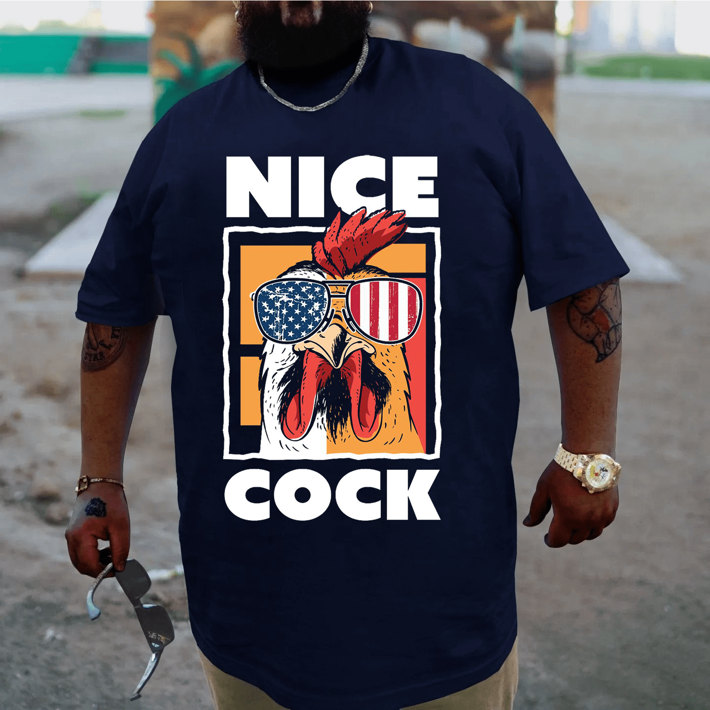 Nick Cock, Funny Men Plus Size Oversize T-shirt for Big & Tall Man