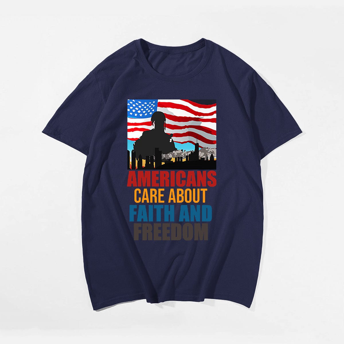 Americans care about faith and freedom Men T-shirt, Oversize Plus Size Man Clothing for Big & Tall