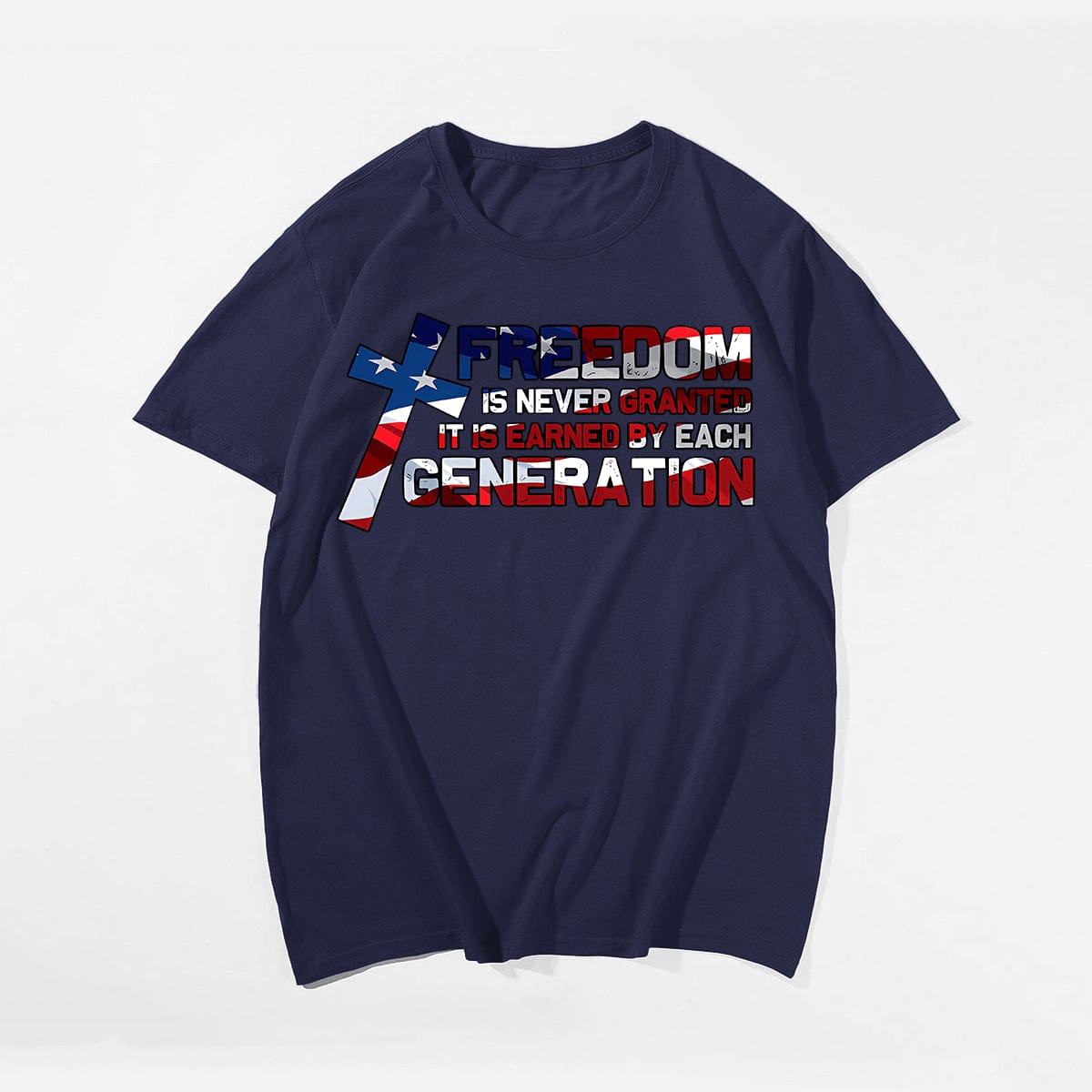 FREEDOM IS NEVER GRANTEED Men T-shirt, Oversize Plus Size Man Clothing for Big & Tall