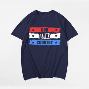 GOD FAMILY COUNTRY Men T-shirt, Oversize Plus Size Man Clothing for Big & Tall