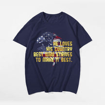 HE LOVES HIS COUNTRY T-shirt, Oversize Plus Size Man Clothing for Big & Tall