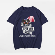 I RAISE FOR THE FLAG AND FREEDOM Men T-shirt, Oversize Plus Size Man Clothing for Big & Tall