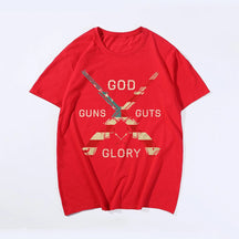 God Guns Guts Glory T-shirt for Men, Oversize Plus Size Man Clothing - Big Tall Men Must Have