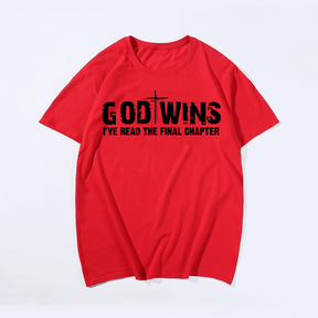 God Wins, Men Plus Size Oversize T-shirt for Big & Tall Man