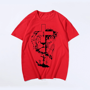 Jesus Lion Judas Cross Faith Men Plus Size Oversize T-shirt for Big & Tall Man