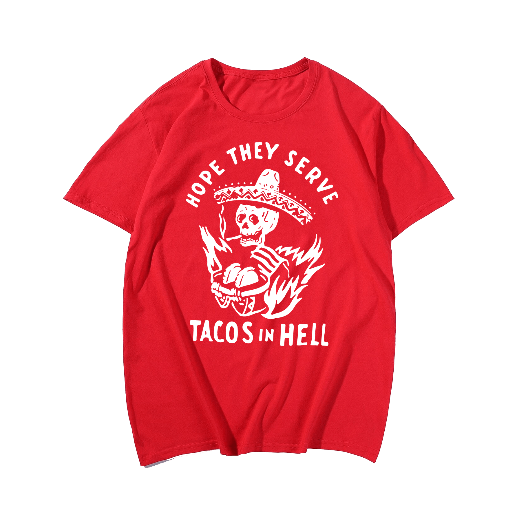 Tacos In Hell, Creative Men Plus Size Oversize T-shirt for Big & Tall Man