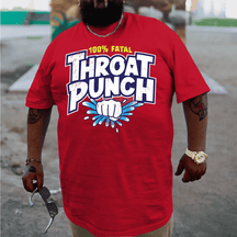 Throat Punch, Creative Men Plus Size Oversize T-shirt for Big & Tall Man