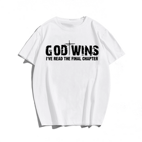 God Wins, Men Plus Size Oversize T-shirt for Big & Tall Man