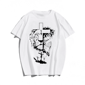 Jesus Lion Judas Cross Faith Men Plus Size Oversize T-shirt for Big & Tall Man