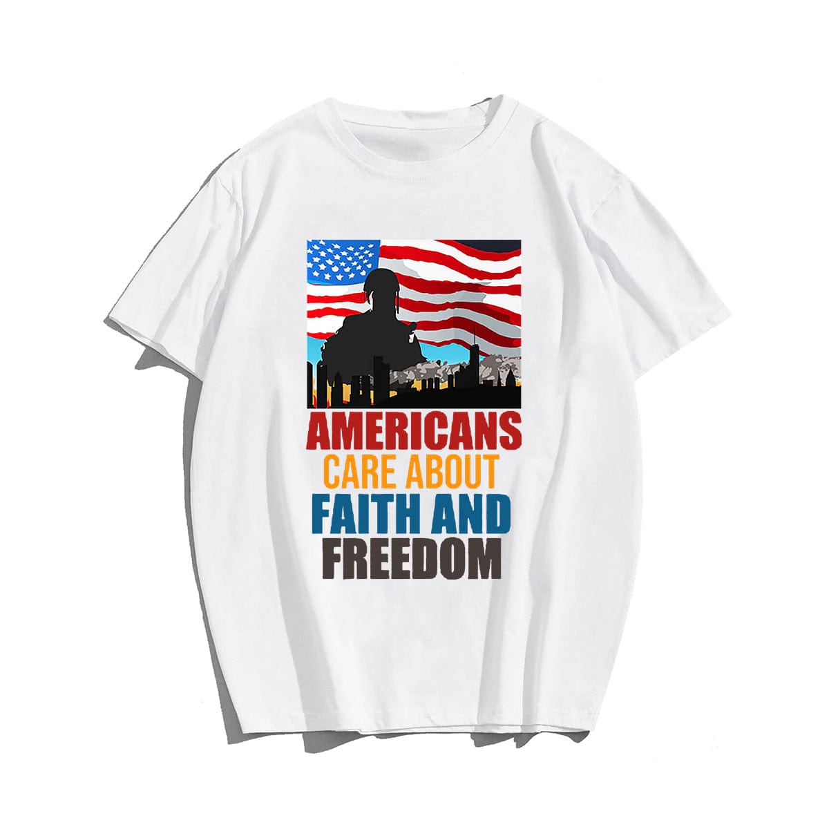 Americans care about faith and freedom Men T-shirt, Oversize Plus Size Man Clothing for Big & Tall