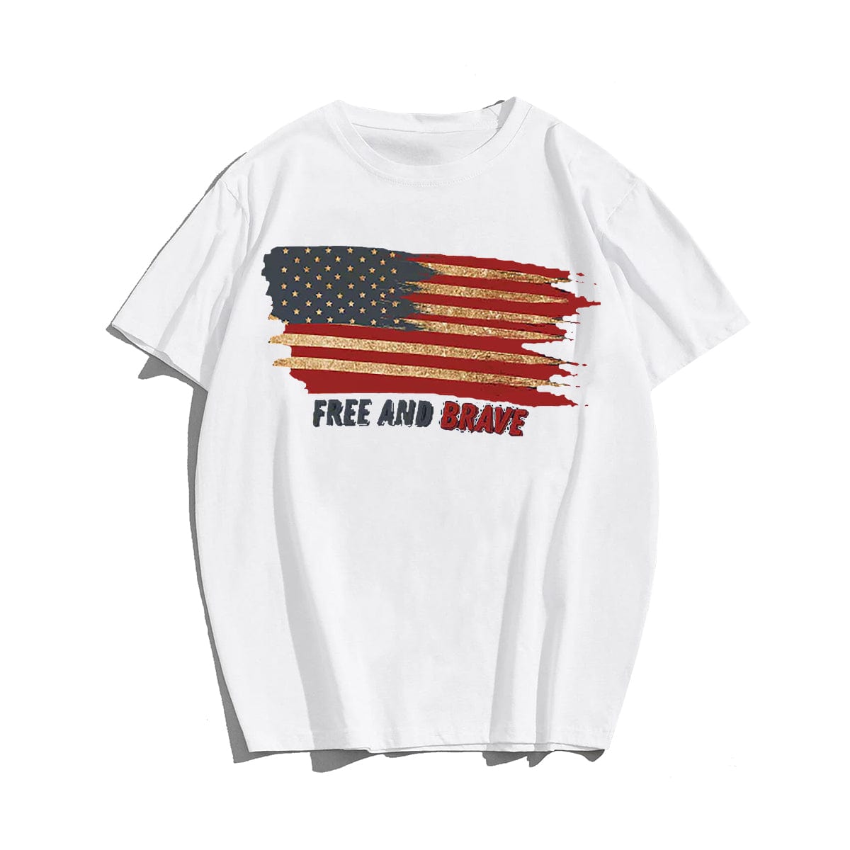 FREE AND BRAVE Men T-shirt, Oversize Plus Size Man Clothing for Big & Tall