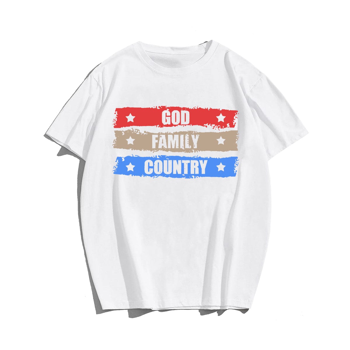 GOD FAMILY COUNTRY Men T-shirt, Oversize Plus Size Man Clothing for Big & Tall