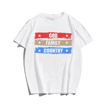 GOD FAMILY COUNTRY Men T-shirt, Oversize Plus Size Man Clothing for Big & Tall