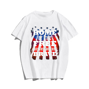 HOME OF THE FREE BECAUSE OF THE BRAVE Men T-shirt, Oversize Plus Size Man Clothing for Big & Tall