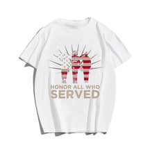 HONOR ALL WHO SERVED Men T-shirt, Oversize Plus Size Man Clothing for Big & Tall