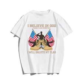 I BELIEVE IN GOD FAMILY AND COUNTRY Men T-shirt, Oversize Plus Size Man Clothing for Big & Tall