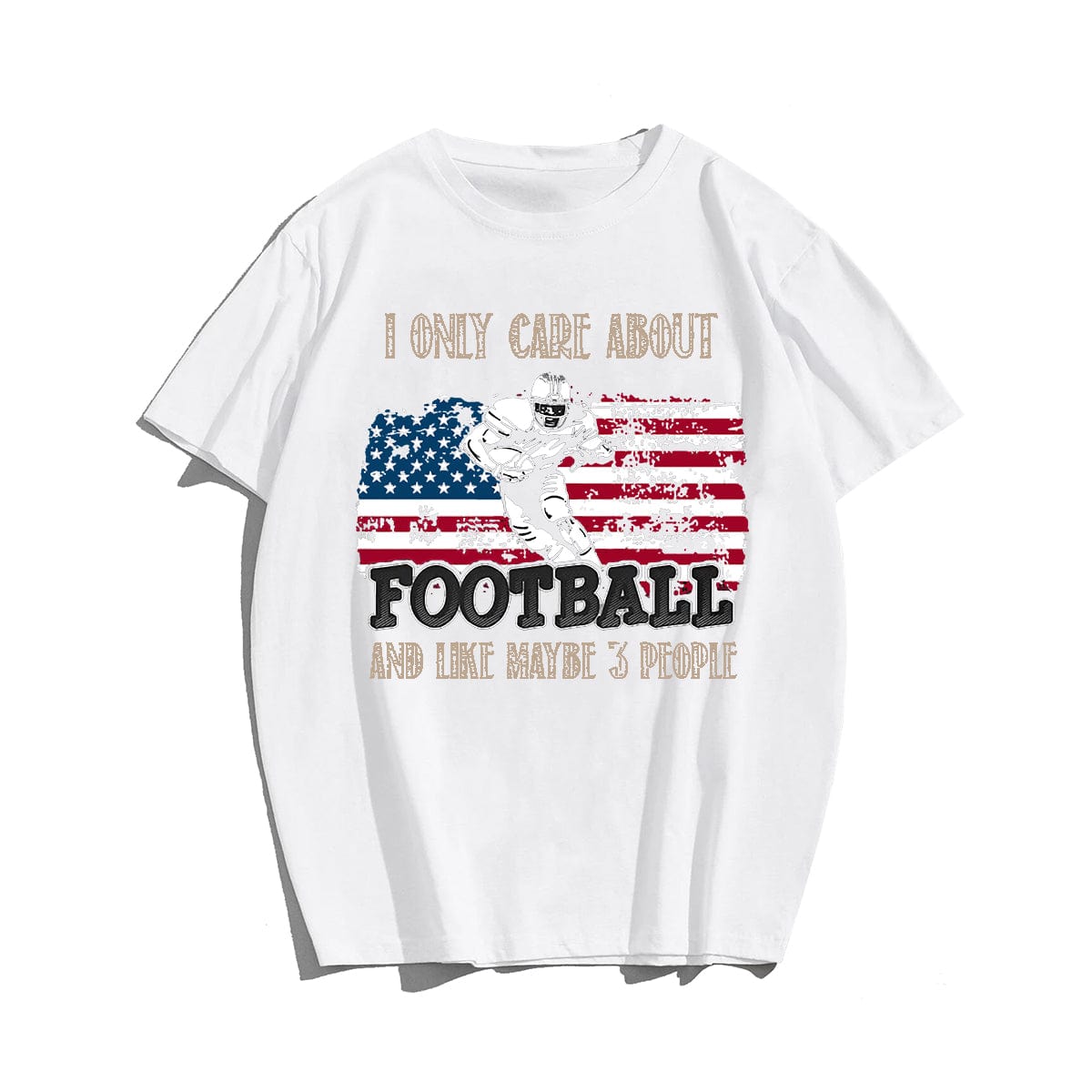 I ONLY CARE ABOUT FOOTBALL T-shirt, Oversize Plus Size Man Clothing for Big & Tall