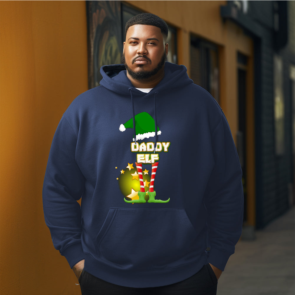 DADDY ELF Christmas Men's Plus Size Hoodie