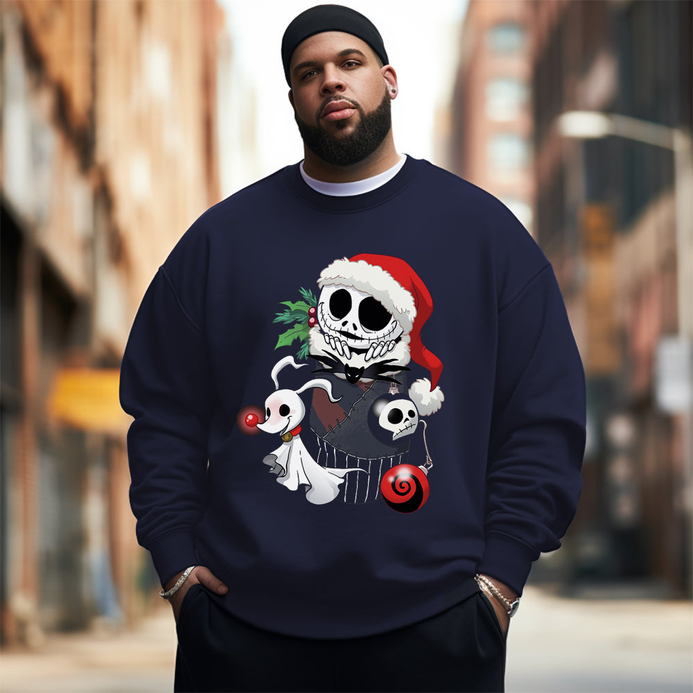 Christmas skull printed Men's Plus Size Sweatshirt