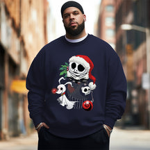 Christmas skull printed Men's Plus Size Sweatshirt