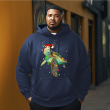 Cute sea turtle  with lights Christmas Men's Plus Size Hoodie