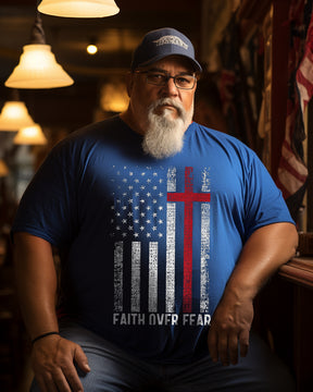 Faith over Fear, Men Plus Size Oversize T-shirt for Big & Tall Man