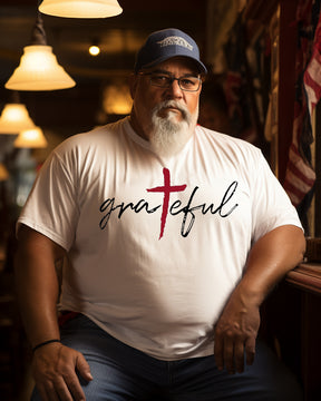 Grateful, Men Plus Size Oversize T-shirt for Big & Tall Man