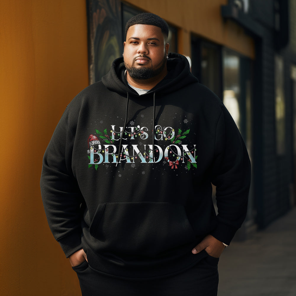 Let's Go Brandon Christmas Men's Plus Size Hoodie