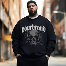 letter personalized skull Men's Plus Size Sweatshirt