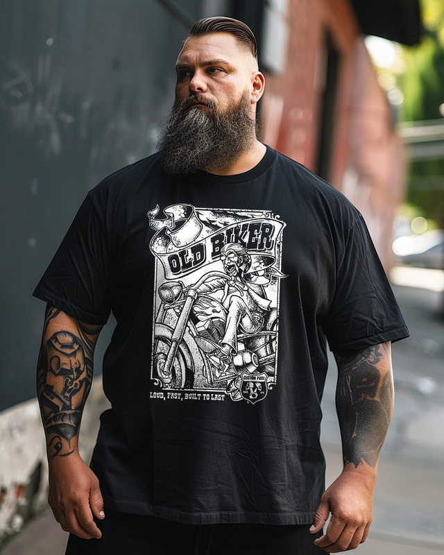 Men's Old Biker Plus Size T-Shirt