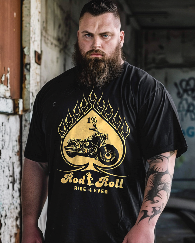 Men's Rod Roll Plus Size T-Shirt,Custom Bike T-Shirt