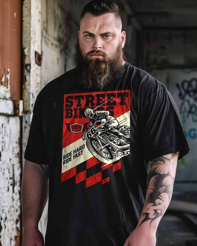 Men's Street Bikers Plus Size T-Shirt